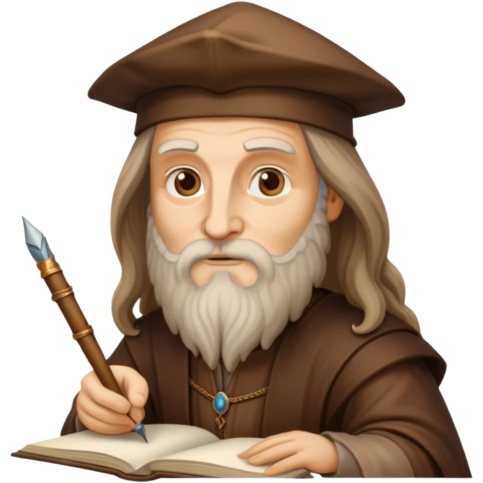 cinematic-realistic-leonardo-da-vinci-portrait-emoji,-depicted-as-the-quintessential-renaissance-polymath-with-deep,-thoughtful-eyes,-a-flowing-beard,-and-a-quill-or-sketchbook-in-hand.-the-scene-is-illuminated-with-warm,-classical-light emoji