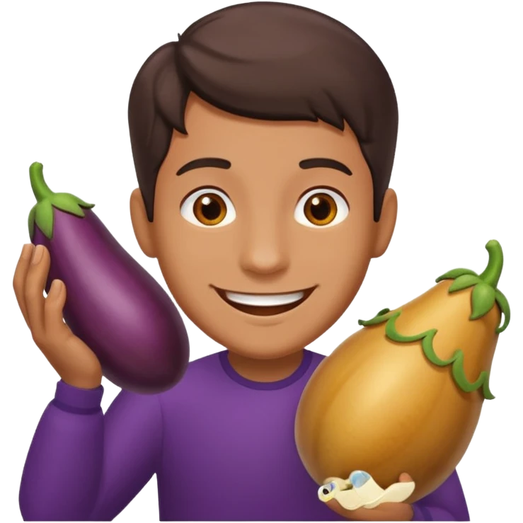 Naked man with an eggplant at his private part  emoji