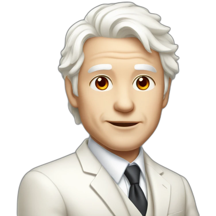 senior Boy, red eyes, White elegant hair, pale-skin, suit emoji