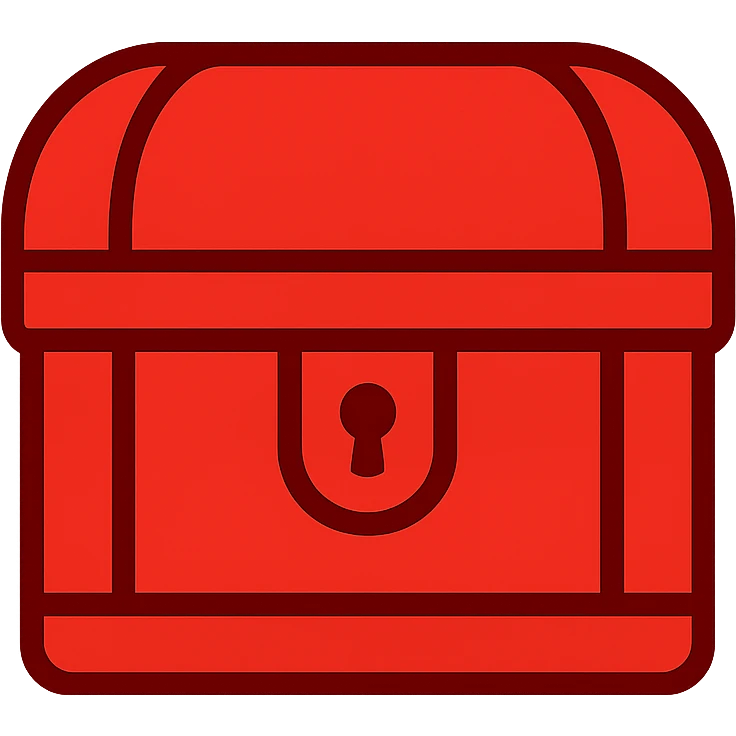a completely solid red treasure chest icon with no other colors, everything including outlines must be red only emoji