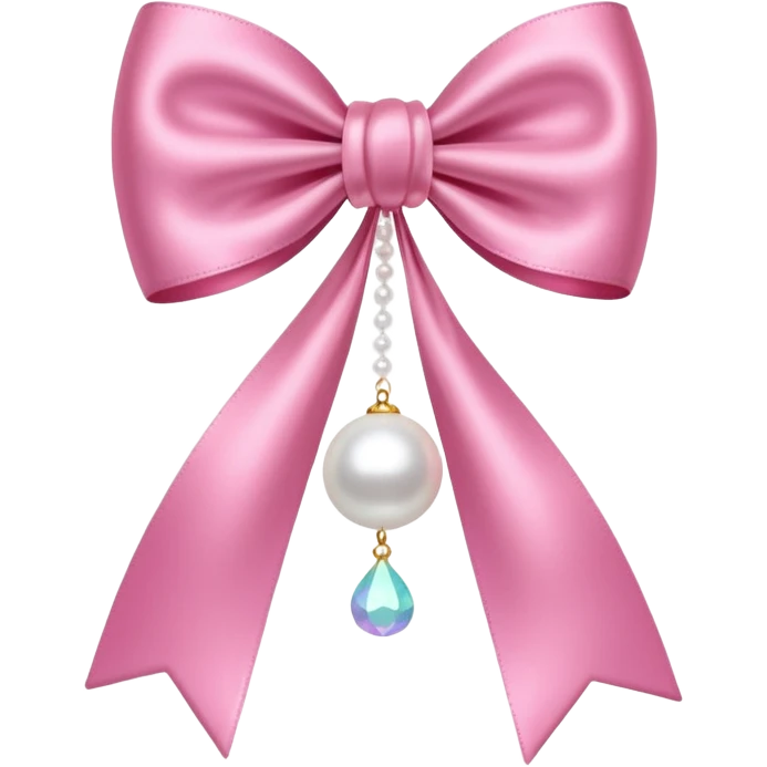 Pink bow with hanging pearl emoji
