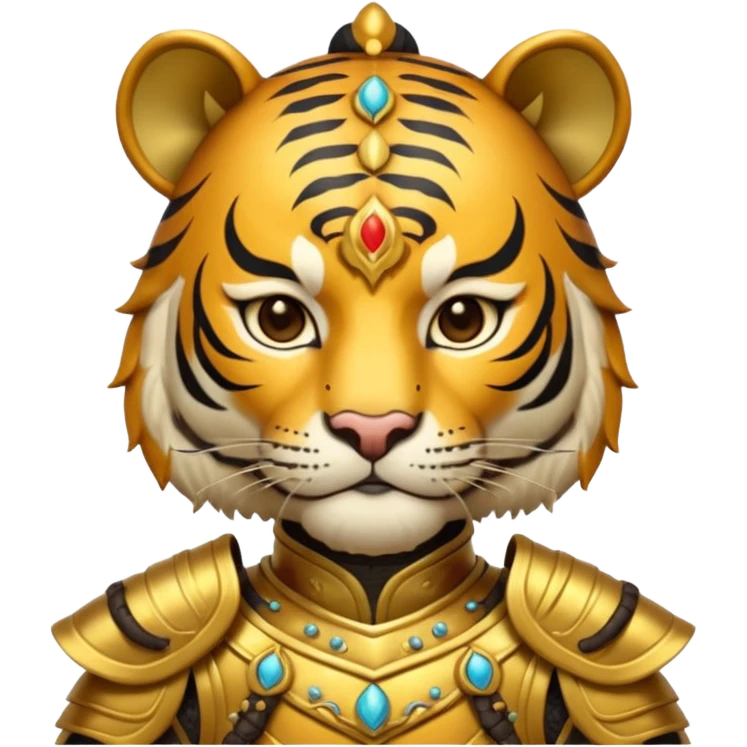 Ancient Chinese tiger warrior with traditional armor emoji