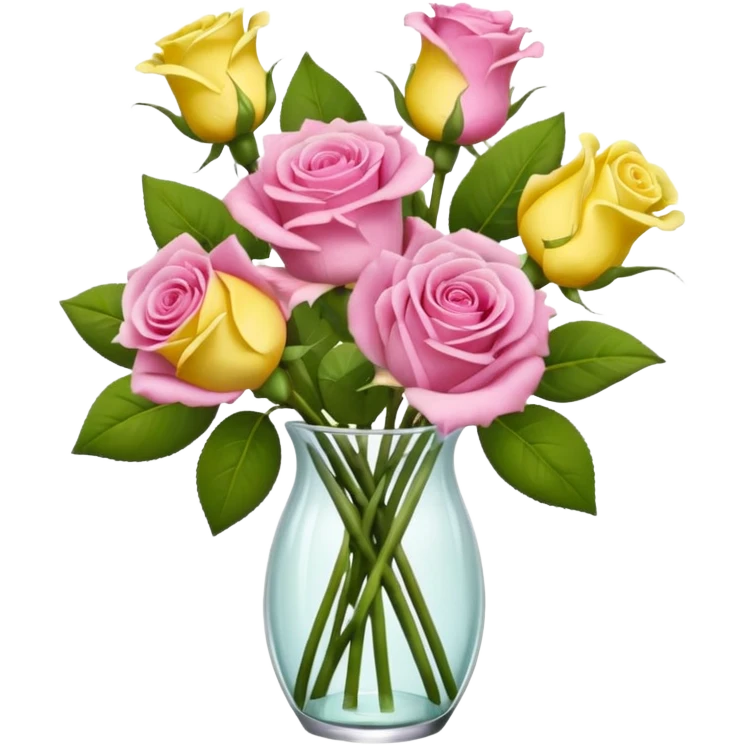 A mixed bouquet of pink roses and yellow lisianthus emoji