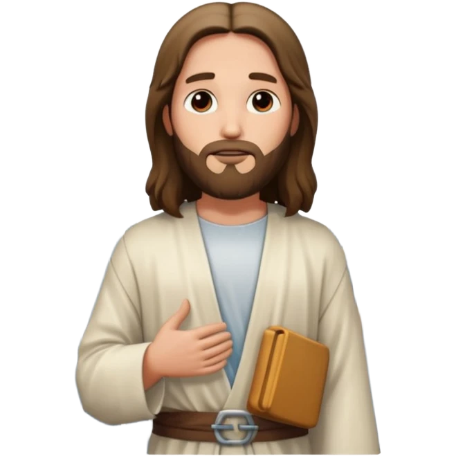 Jesus standing in a modern cityscape, surrounded by tall buildings emoji