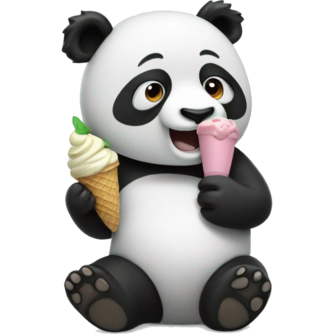 Panda eating ice cream emoji