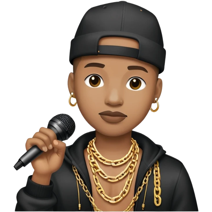 hip hop singer with microphone and chain necklace emoji