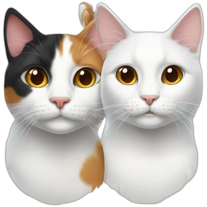 1 calico cat and 1 white cat emoji