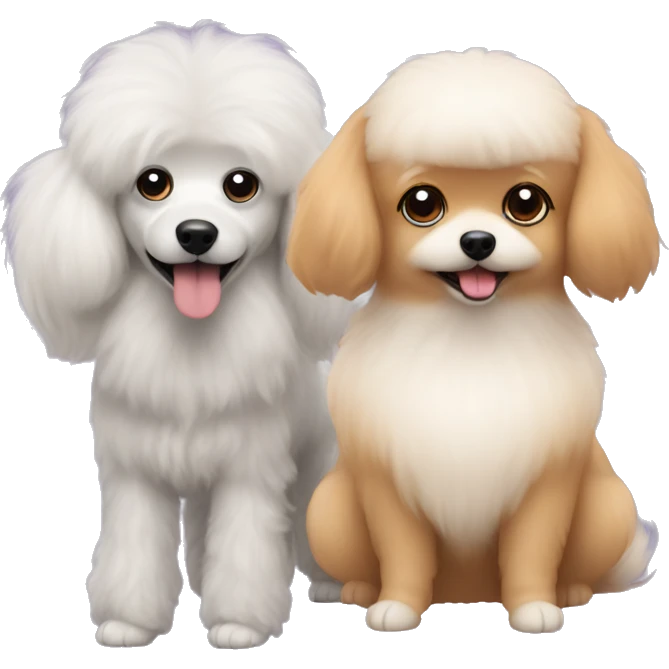 poodle and pomeranian and two people emoji