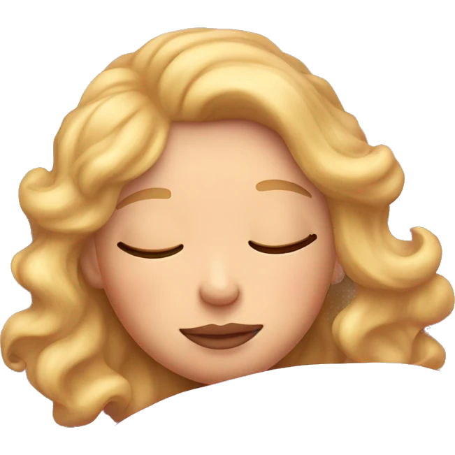 Blonde Girl with wavy hair and pink lips sleeping in pink bed emoji