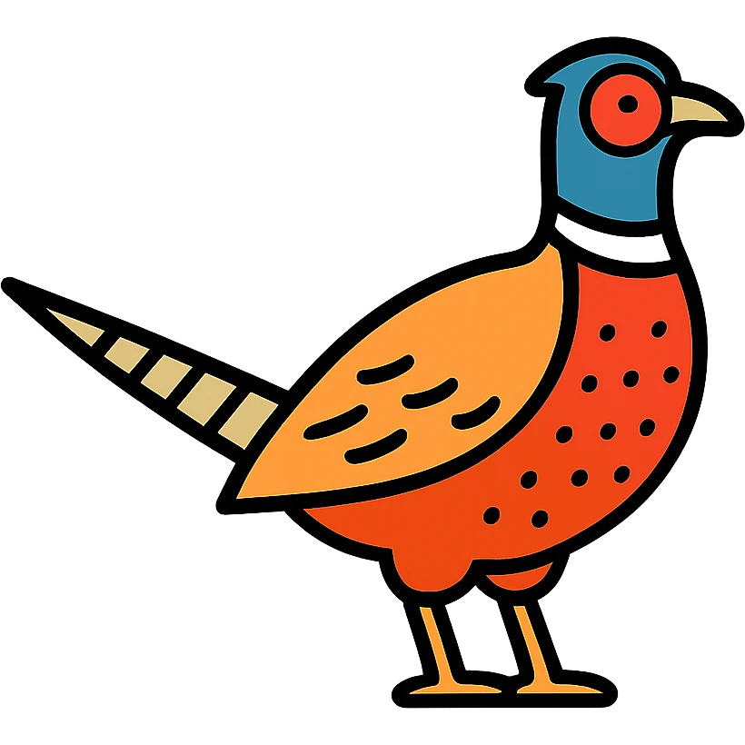 ringneck pheasant, clean and modern color outline icon style emoji