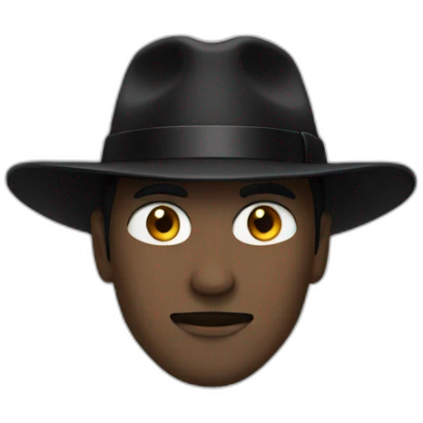 A man with a black hat, a black scarg and a black coat emoji