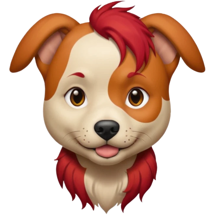 dog with tattoed face and red hair emoji