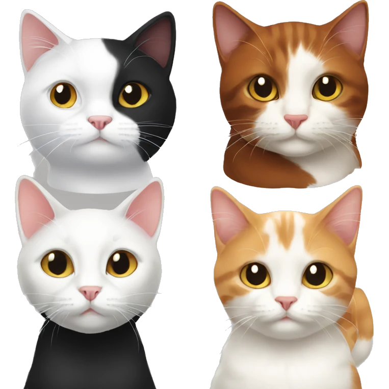 black cat plus White and Redhead cat emoji