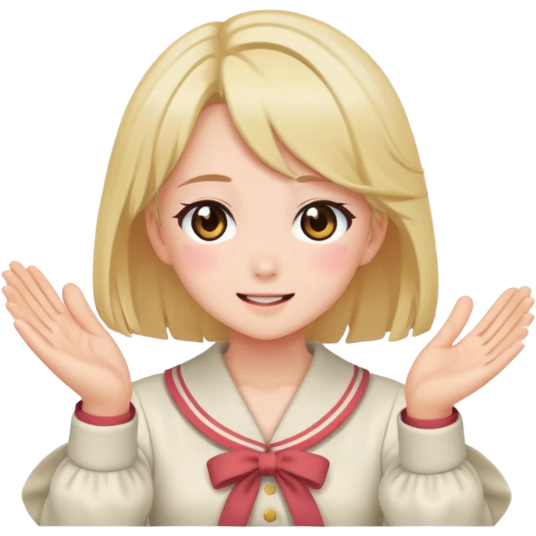 Anime girl clapping cheeks emoji