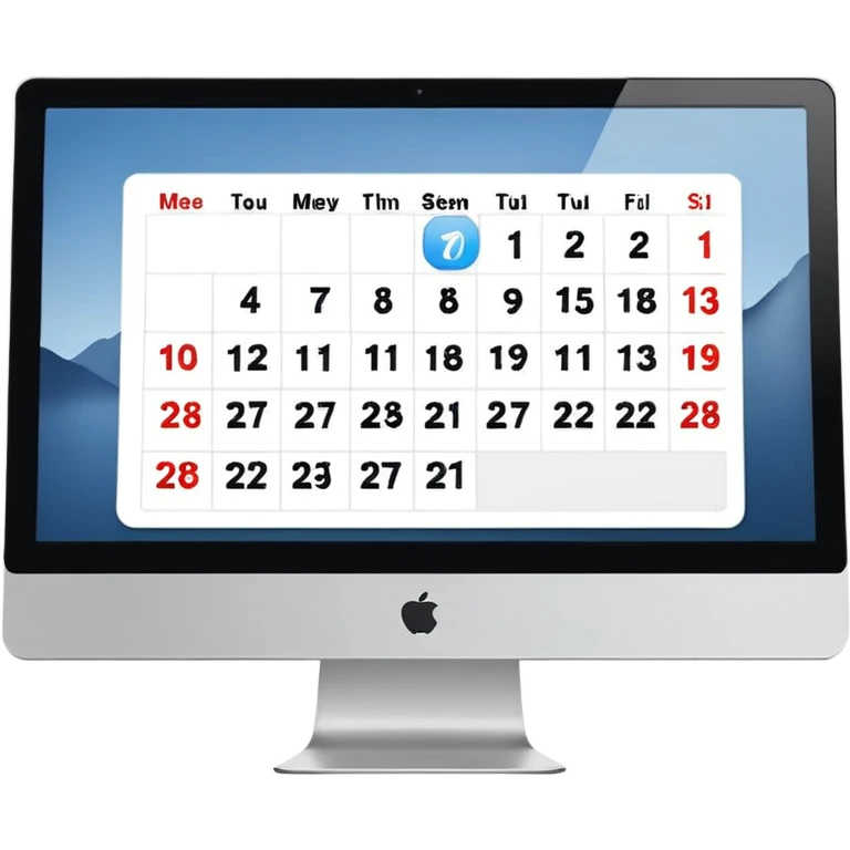 calendar and booking icons on iMac monitor emoji
