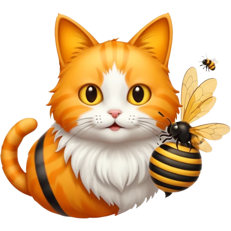 Cat with a bee emoji