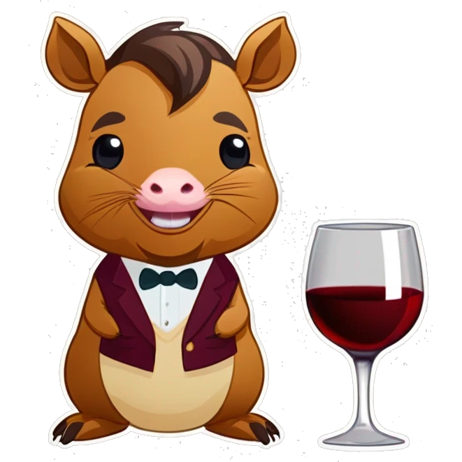 Capivara com terno e taça de vinho emoji