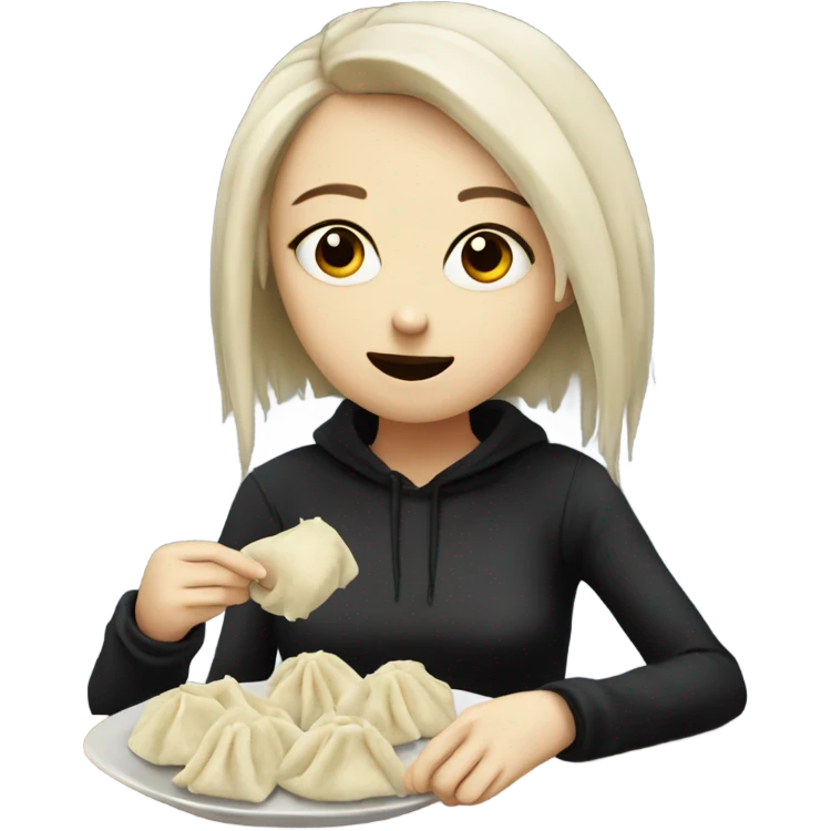 emo girl eating dumplings emoji