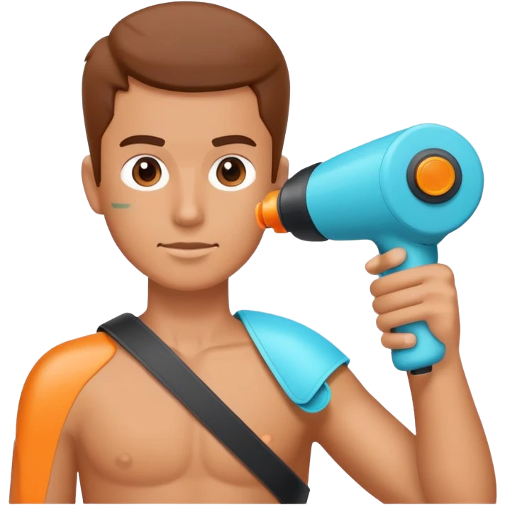 person using a massage gun on their shoulder emoji