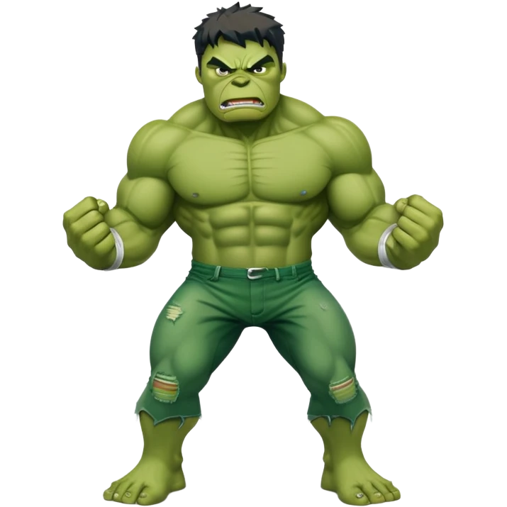 Hulk superhero with green skin, muscular body, angry face emoji