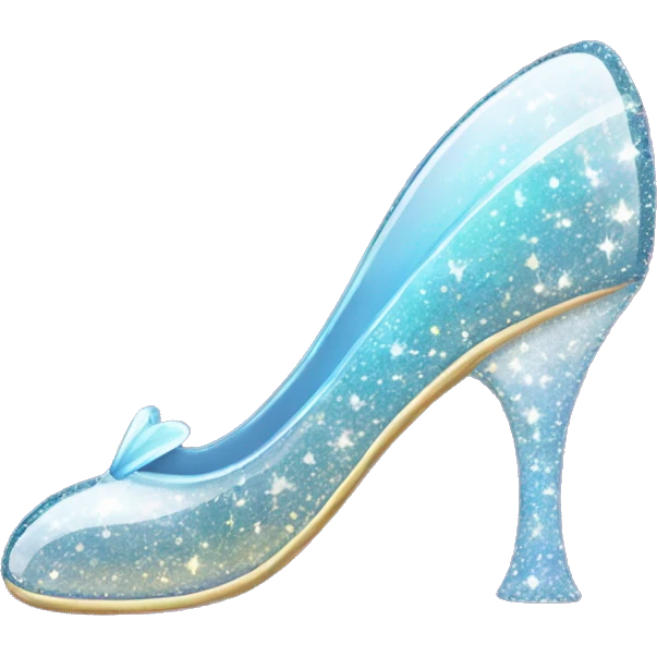 shimmering glass slipper with sparkles around it. emoji