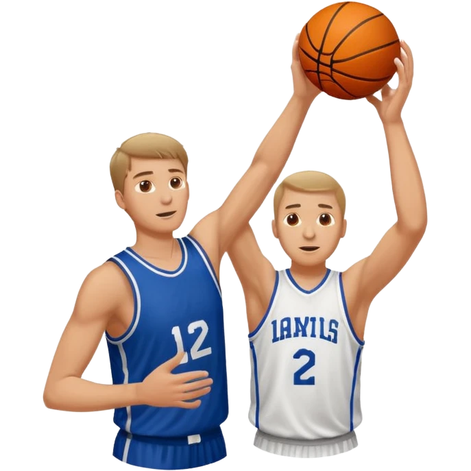 A white man with a basketball, doing a layup emoji
