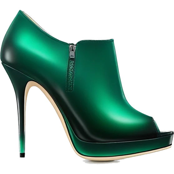 Realistic isolated top view of a pair of emerald green ombre Jimmy Choo stiletto ankle booties. emoji