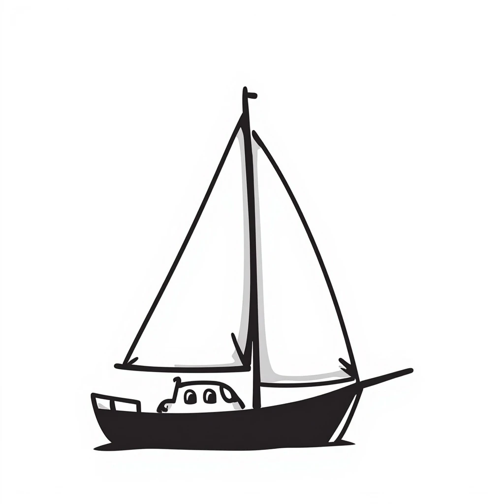 a sailboat in black doodle style emoji