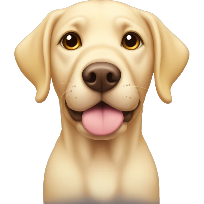 A yellow lab with their ears in pig tails  emoji