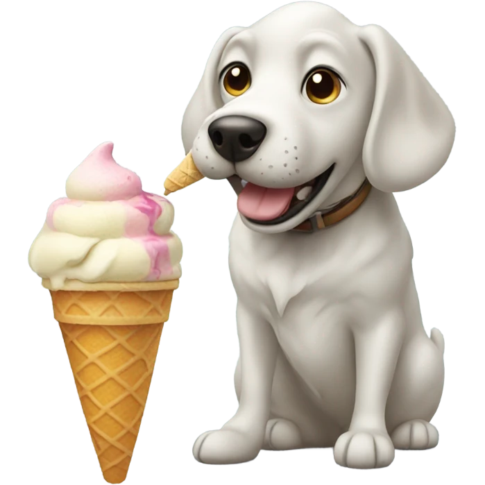 Dog eating ice cream emoji