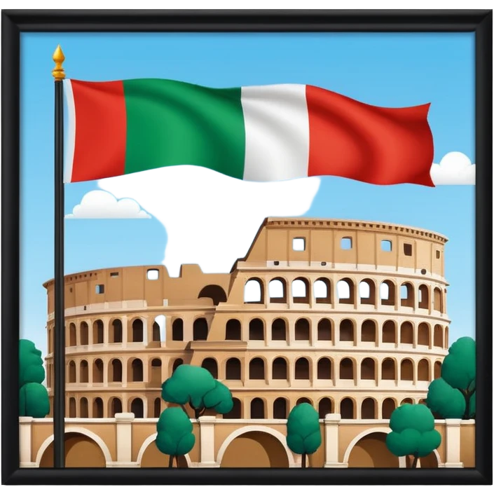 Rome theme, landmarks and flag, playful, emoji style emoji