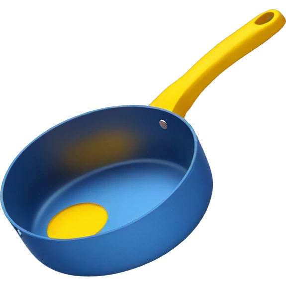 blue, yellow, and pink frying pan with one handle emoji