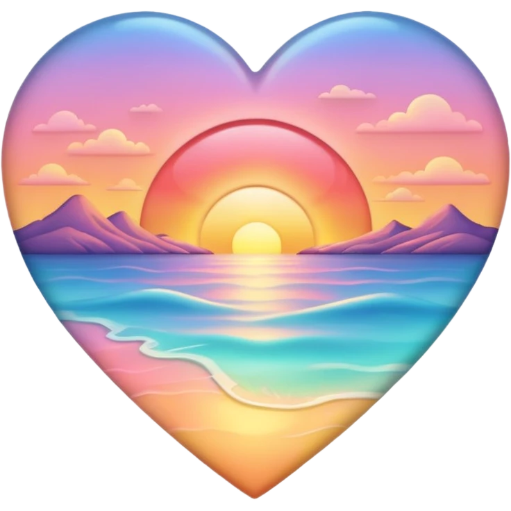  Colorful shiny pastel heart with sunset inside  emoji