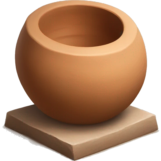 a ball of clay placed on the pottery wheel in preperation for throwing pottery on the wheel emoji
