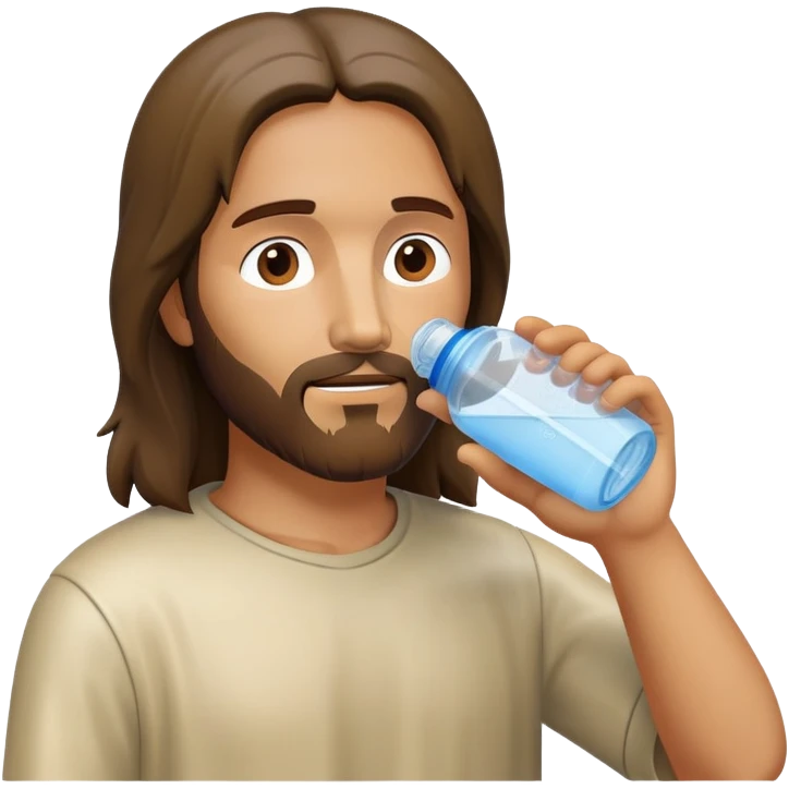 Jesus drinking from a plastic water bottle emoji