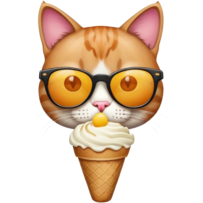 cat with sunglasses and an ice cream emoji