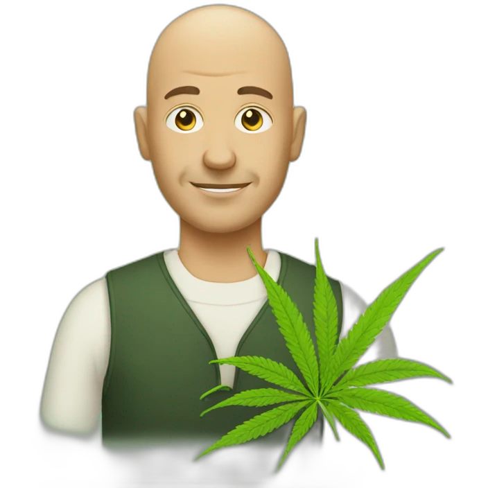 Bald man holding hemp emoji