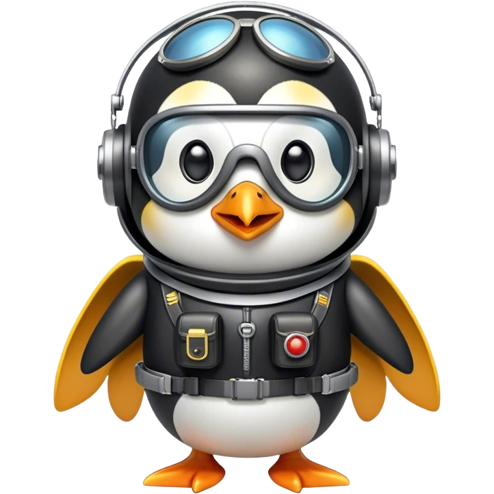 Penguin with jetpack and aviator glasses emoji
