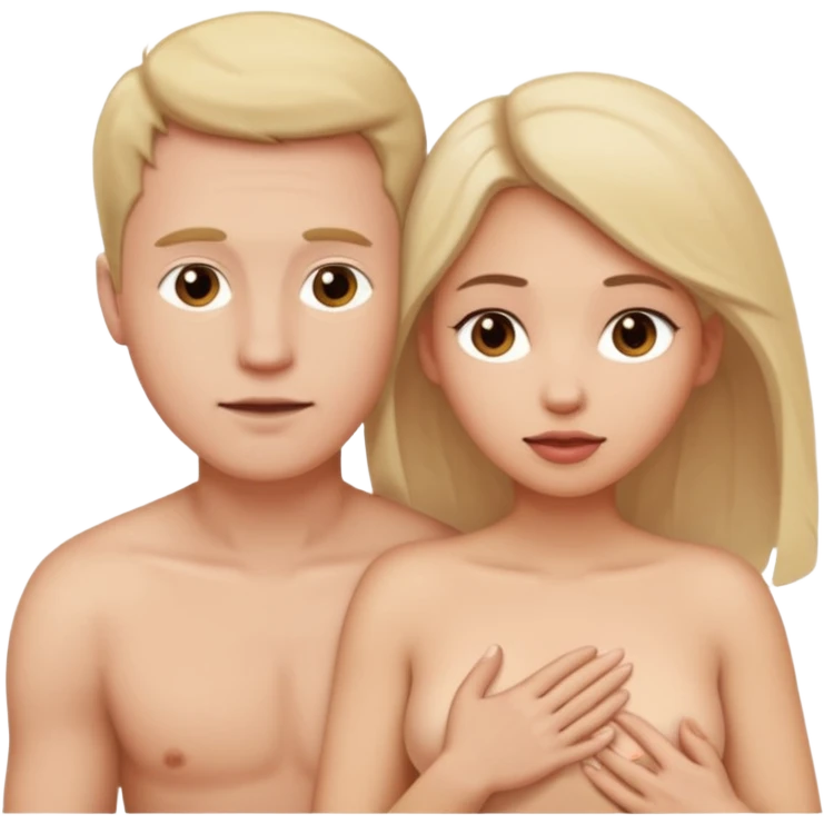 White man touching White woman vagina naked emoji