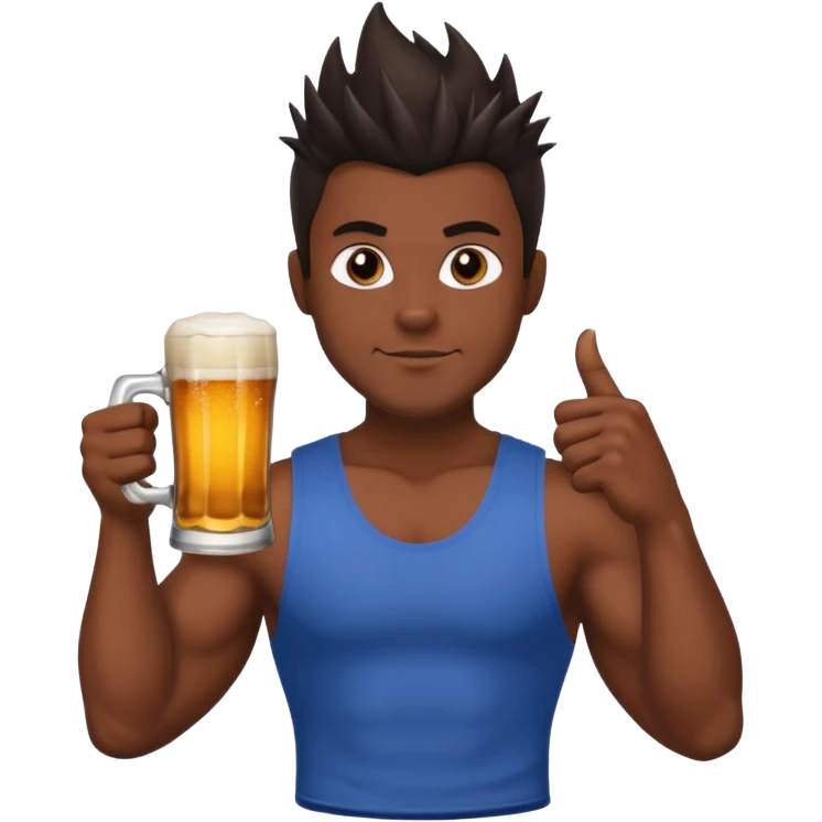 muscled guy in yoga pose, slightly dark skin, spiky dark hair, holding beer emoji
