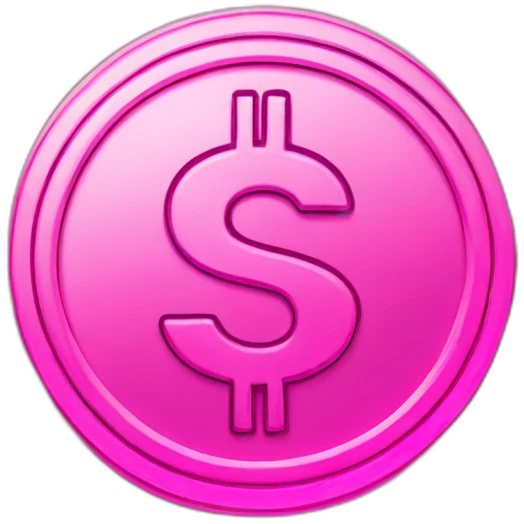 Neon pink Coin dollar sign emoji