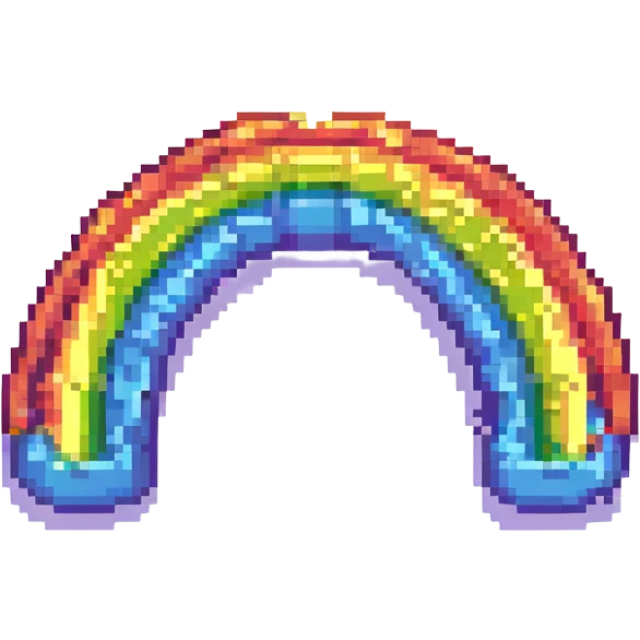 a pixel art rainbow, simple and cheerful, for Pride Month emoji