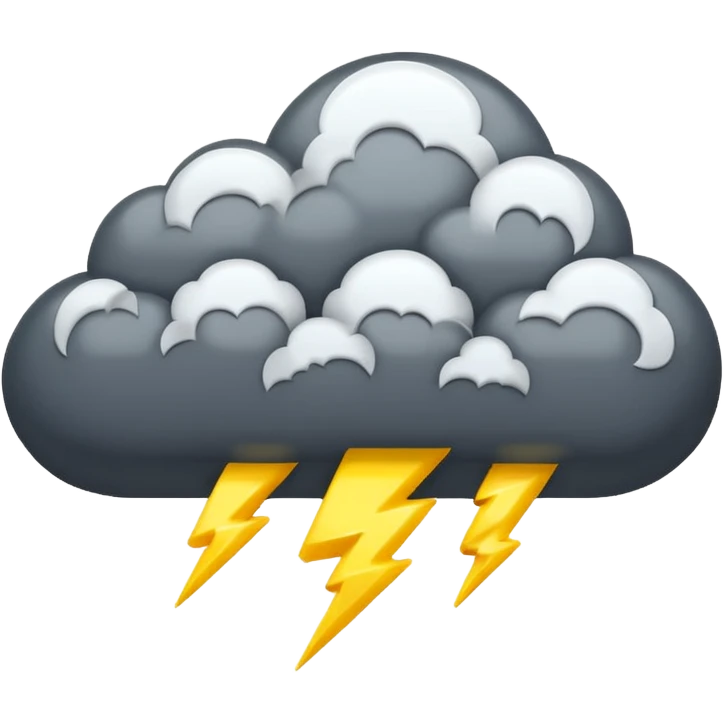 A thick thundercloud flashing with bright lightning emoji