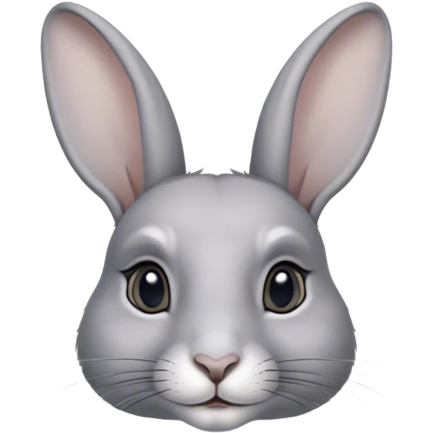 Cinematic Noble Grey Rabbit Portrait Emoji, Poised and regal, with a compact, graceful build and a smooth, elegant grey fur, long, delicate ears and deep-set soulful grey eyes, Simplified yet sharp and sophisticated features, highly detailed, glowing with a soft, dignified glow, high shine, intelligent and serene, stylized with an air of refined subtlety, focused and attentive, soft glowing outline, capturing the essence of a watchful and confident companion, so majestic it feels as though it could hop out of the screen with effortless authority! emoji