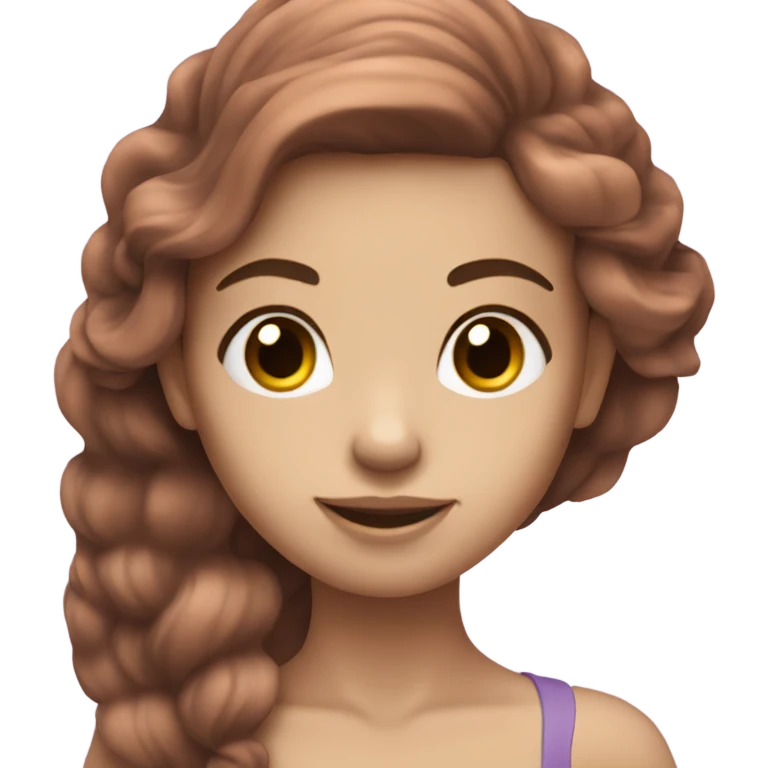 Mermaid with brown hair and eyes and tail is light purple  emoji