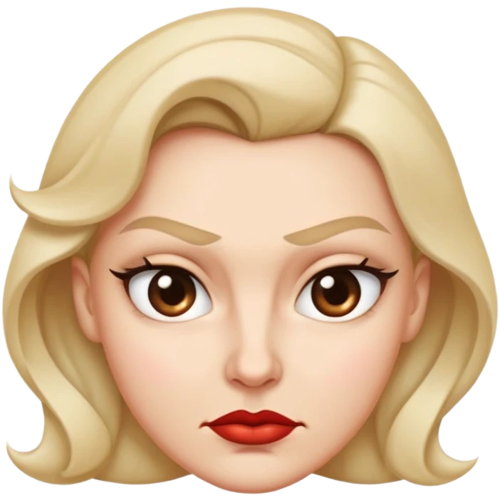 A spiteful face looks tight and sharp—eyebrows slightly lowered, lips curled in a smirk or pressed in a smug line, with eyes that glare or narrow with defiance or satisfaction emoji
