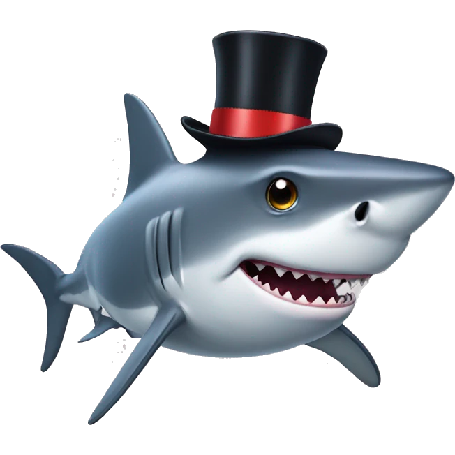 Shark with a top hat emoji