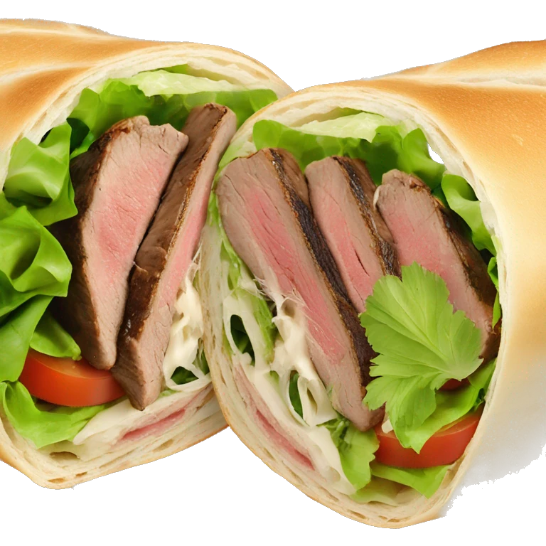 Steak tip caesar salad wrap on white bread emoji