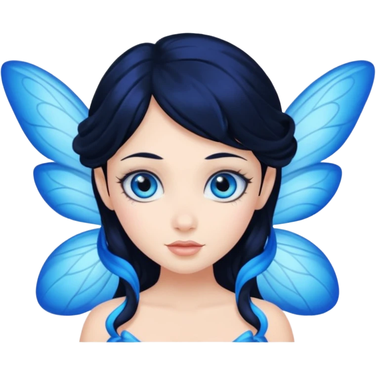 blue fairy with black hair and blue eyes emoji
