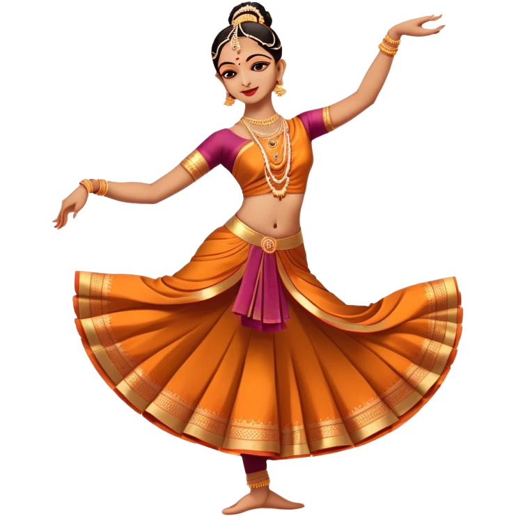 cinematic-realistic-bharatanatyam-dance-emoji,-depicted-as-an-elegant-classical-indian-dance-performance-with-graceful-poses,-intricate-costumes,-and-expressive-hand-gestures,-rendered-with-rich-textures-and-warm-dramatic-lighting, single dancer full body  emoji